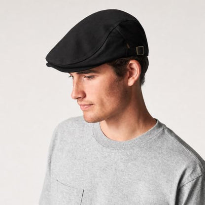 Initlove Mens Newsboy Cap Cotton Ivy Hat Beret Hats for Driving - color: B Black