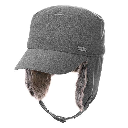 TOP-EX Oversized XL/XXL Unisex Winter Trapper Military Hat Faux Fur Earflaps Baseball Cap Quilted Lined - color: Grey, size: XX-Large
