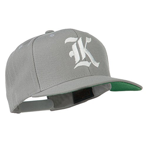 Old English K Embroidered Flat Bill Cap - color: Silver