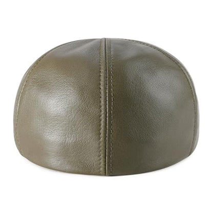 VOBOOM Leather Ivy Newsboy Caps 6 Panel Cabbie Beret Hat - color: Army Green, size: 7 1/2