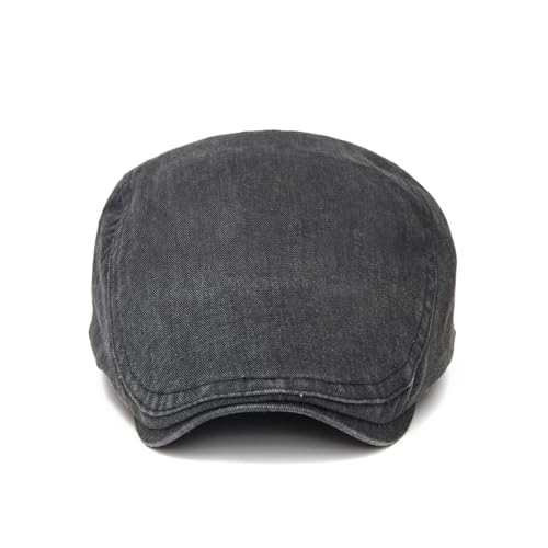 QHFHULV Newsboy Cap for Men Cotton Flat Gatsby Ivy Golf Cabbie Driving Hat - color: Casual Black