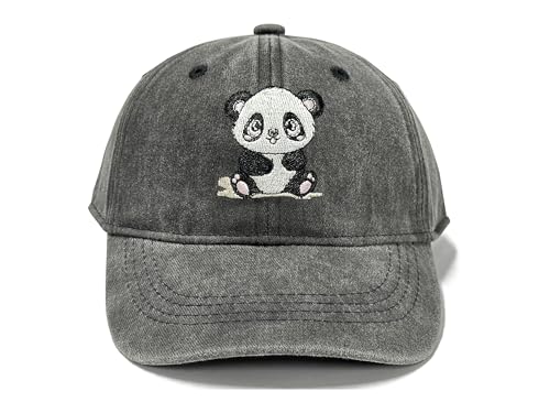 Adjustable Embroidery Animal Baseball Hat for Kid Toddler Child - color: Panda (Washed Black)