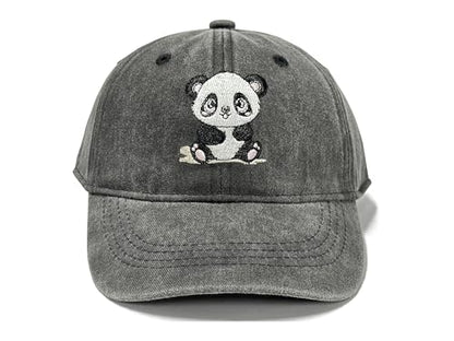 Adjustable Embroidery Animal Baseball Hat for Kid Toddler Child - color: Panda (Washed Black)