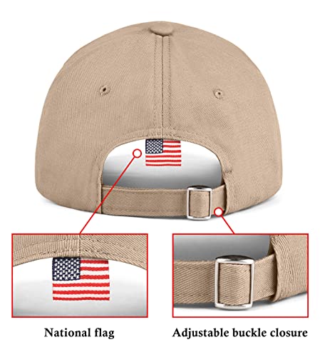KIRAAT 3 Pack American Flag Baseball Cap Unisex,Low Profile USA Plain Dad Hat for Men＆Women - color: Black＆grey＆khaki