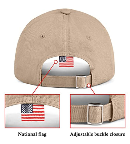 KIRAAT 3 Pack American Flag Baseball Cap Unisex,Low Profile USA Plain Dad Hat for Men＆Women - color: Black＆grey＆khaki