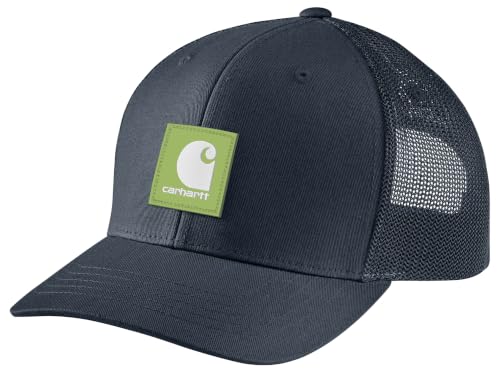 Carhartt Men's Rugged Flex Twill Mesh-Back Logo Patch Cap - color: Deep Smoke Blue