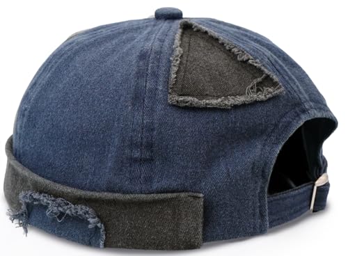 Mens Sailor Hats Brimless Denim Docker Caps Beanie - color: Blue
