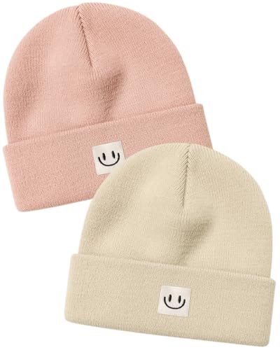 FURTALK Baby Beanie Toddler Winter Hat Boys Girls Kids Warm Knitted Cap - color: Pink+beige, size: 3-8 Years