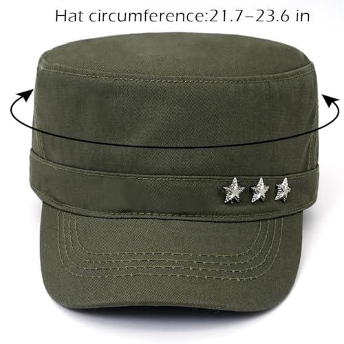 Cadet Hat Flat Top Hats Army Military Caps for Men Women - color: Green D