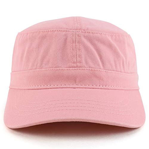 Trendy Apparel Shop Cotton Army Cap Military Flat Top Adjustable Baseball Cap - color: Pink