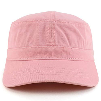Trendy Apparel Shop Cotton Army Cap Military Flat Top Adjustable Baseball Cap - color: Pink