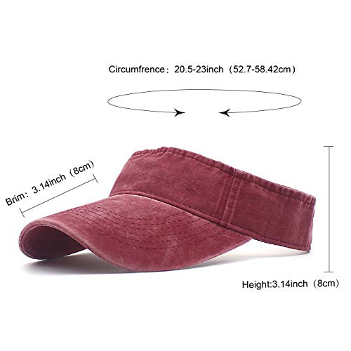 HH HOFNEN Sports Sun Visor Hats Cotton Adjustable Golf Caps for Men Women - color: #1a Burgundy