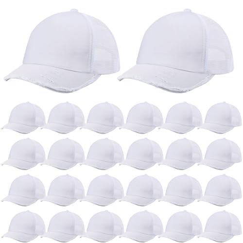 Suhine 24 Pcs Blank Trucker Hat Bulk,Unisex Baseball Cap - color: White