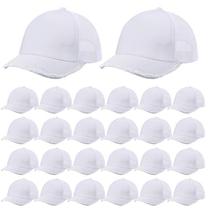 Suhine 24 Pcs Blank Trucker Hat Bulk,Unisex Baseball Cap - color: White