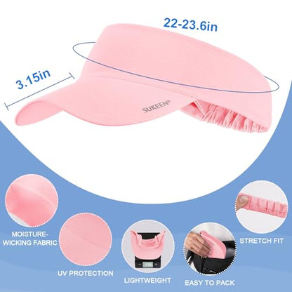 Sukeen Cooling Stretchy Sun Visor for Women Men UV Protection Cooling Hat - color: Macaron Pink