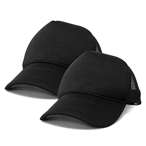 DALIX Solid Blank Trucker Hats Caps 2 Pack - color: Black