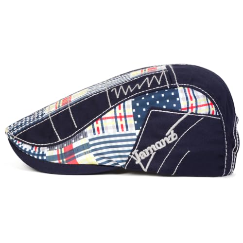 Classic Flat Cap for Men, Adjustable Cotton Newsboy Cap - color: Navy 2