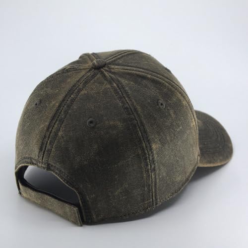 Heavy Washed Coated Canvas Wax-Look Adjustable Low Profile Men Women Baseball Cap - color: Structured Brown M