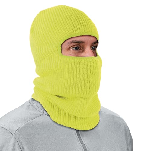 Ergodyne Unisex Adult N-ferno 6829 Freezer Balaclava Face Mask - 2-Layer, Acrylic Rib Knit - color: Lime