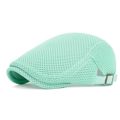 meioro Mens Breathable Mesh Summer Hat Adjustable Flat Cap Newsboy Beret Ivy Cap Irish Cabbie Fishing Hats - color: Mint Green