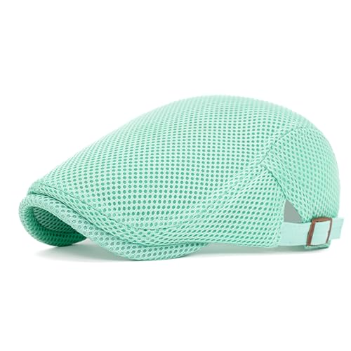meioro Mens Breathable Mesh Summer Hat Adjustable Flat Cap Newsboy Beret Ivy Cap Irish Cabbie Fishing Hats - color: Mint Green