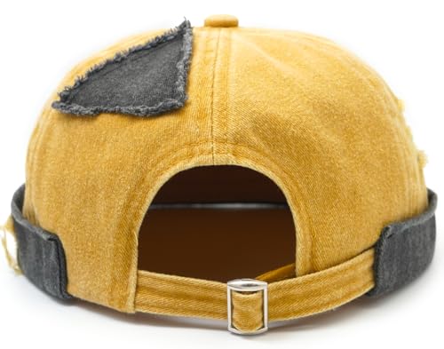 Mens Sailor Hats Brimless Denim Docker Caps Beanie - color: Yellow