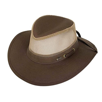 Outback Trading Company Men's 14726 River Guide Ii Canvas Breathable Moisture Wicking UPF 50 Outdoor Hat with 4" Mesh Crown - color: Dark Brown, size: X-Large