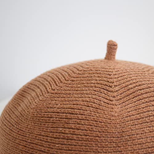 French Style Beret Hat for Women Winter Fall Knit Artist Hats Classic Solid Color Beanie Hat - color: Camel