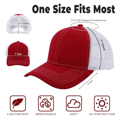 ZH 12 Pack Mesh Trucker Hats, Bulk Baseball Caps for Men and Women, Trucker Cap Wholesale - color: Red-white