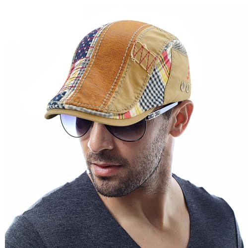 M MOACC Men Beret Hat Cotton Adjustable Newsboy Hats Cabbie Gatsby Cap Driving Flat Caps - color: Hat-t1-beige