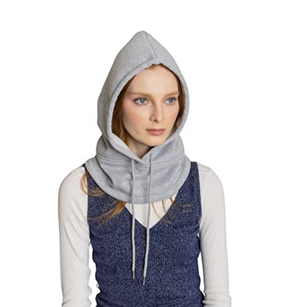 Unisex Sporty Snood Hat with drawstring Hood Scarf Neck Warmer Winter Balaclava Hood - color: Light Grey