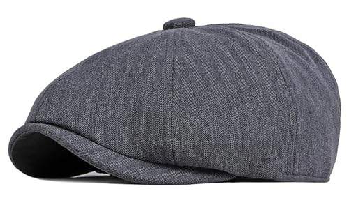 DIYDECAL Mens Newsboy Cap 8 Panel,Cotton Blend Flat Ivy Gatsby Cabbie Golf Hat - color: Slate Grey