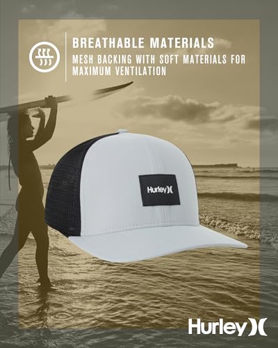 Hurley Mens Trucker Hat Fairway Mesh Trucker Hat, Quick Dry Snapback - color: Wolf Grey