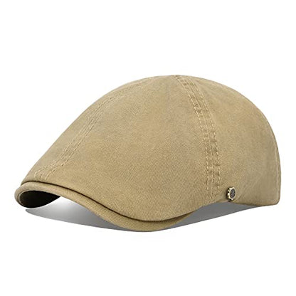 VOBOOM Cotton Flat Cabbie Hat Gatsby Ivy Irish Hunting Newsboy Cap - color: Khaki