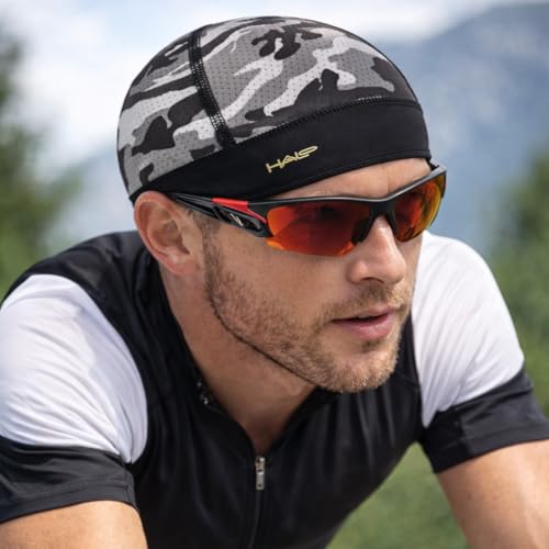Halo Headband Skull Cap - The Ultimate Sweat Diverting, Absorbent, Lightweight, High Performance Skull Cap - color: Camo Grey