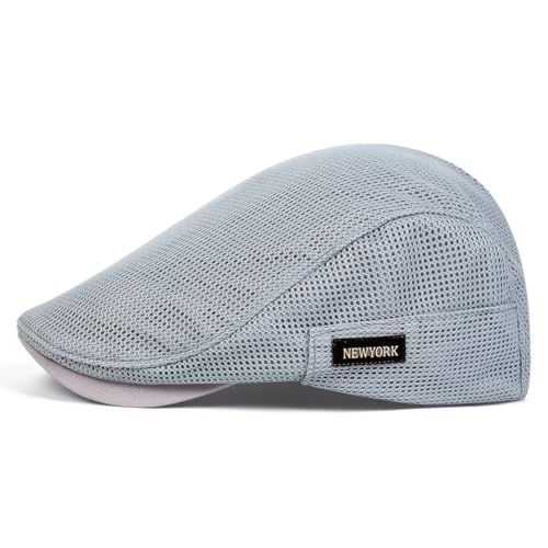 Newsboy Cap, Mesh Summer Flat Cap, Summer Hats for Men - color: Grey