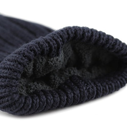 Women and Men Beanie Daily Winter Oversized Thick Stretchy Knitted Pom Pom Beanie Fleece Lined Beanie Hat - color: 2. Straight Navy