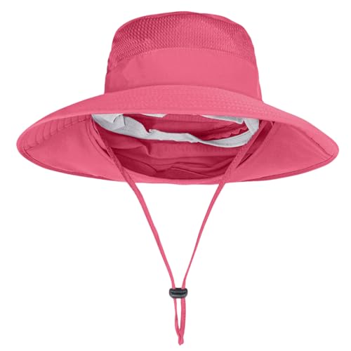 ZOORON Sun Hats for Men Women with Neck Flap Fishing UPF 50+ UV Protection - color: Rose