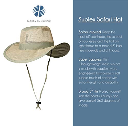 Dorfman Pacific Men's 1 Piece Suplex Pinch Front Safari Hat - color: Fossil, size: X-Large