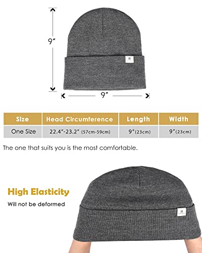 YANIBEST Satin Lined Beanie for Women, Reduce Frizz Winter Hats - color: Ad-dark Grey