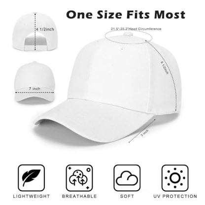 ZH Plain Adjustable Baseball Cap - Lot of 12 Unisex Blank Design Caps - color: White