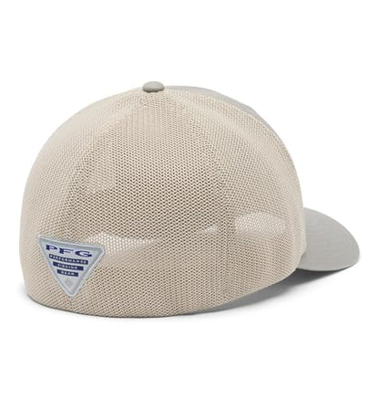 Columbia Unisex PFG Logo Mesh Ball Cap - color: Grey Green/Fossil/Us Fish Flag, size: Large-X-Large
