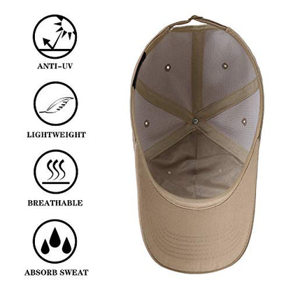 IIN American Flag Baseball Cap for Men Women Low Profile USA Army Tactical Operator Military Plain Dad Hat - color: Khaki