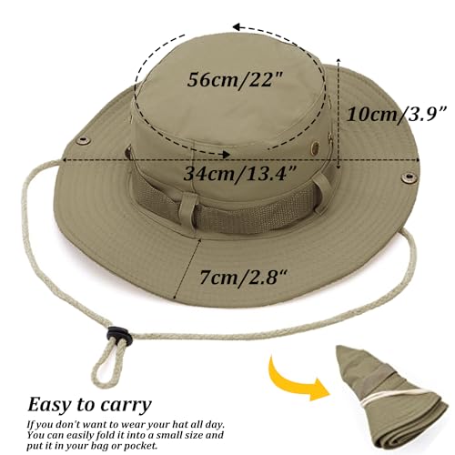 Sun Hats for Men Women, Fishing Hat UV Protection Wide Brim Bucket Hats Foldable Boonie Hat for Hiking Camping Safari - color: Brown