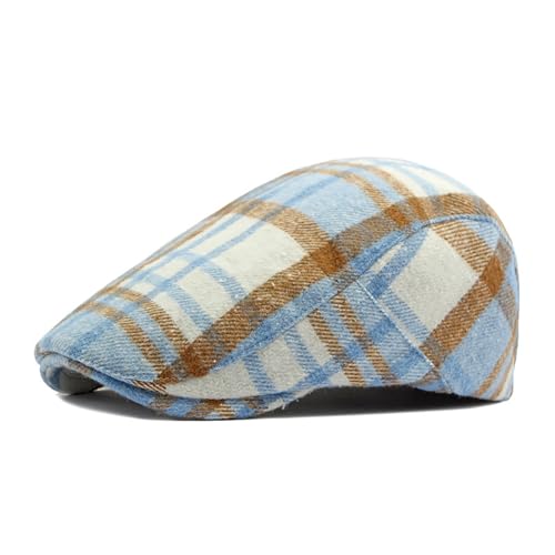 Idopy Men`s Classic Adjustable Ivy Irish Newsboy Golf Cap Hat - color: Plaid Blue