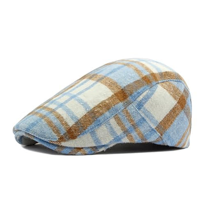 Idopy Men`s Classic Adjustable Ivy Irish Newsboy Golf Cap Hat - color: Plaid Blue