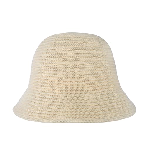 Eigso Womens Mesh Woven Bucket Hats Summer Outdoor Beach Straw Bucket Hat for Woman Packable Beach Hat - color: A2 : Beige