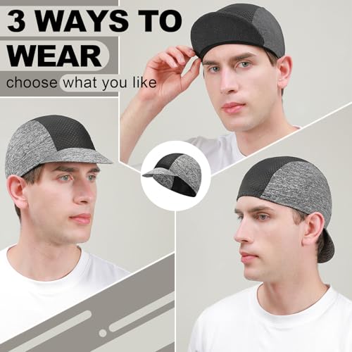 Cycling Cap for Men Women, Cooling Bike Hat with Sun Visor Summer Skull Cap Helmet Liner Bike Cap - color: Black