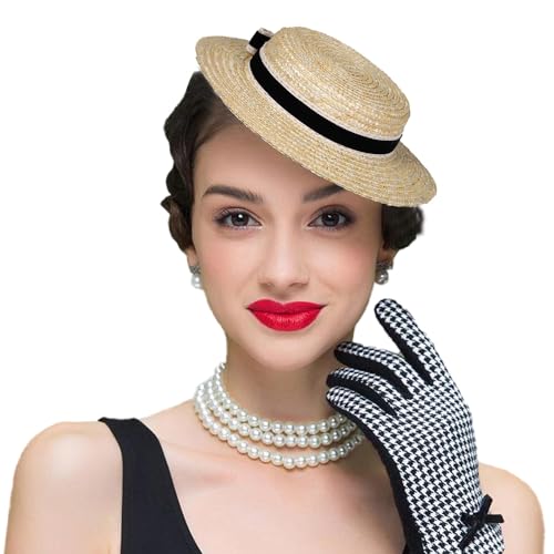 Women Bowknot Straw Hat Summer Fedoras Boater Summer Beach Sun Hat Cowgirl Fishing Hat Jazz Hat - color: Khaki