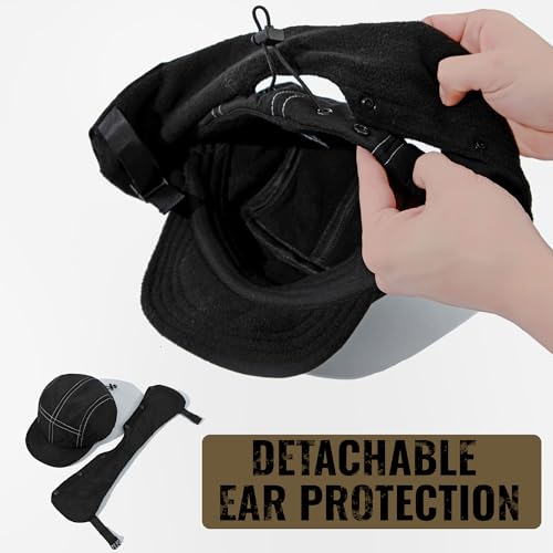 Clakllie Winter Earflaps Hat Short Brim Baseball Cap with Ear Flap Warm Trapper Hat Soft 5 Panel Style Russian Hats - color: Cdus-bswd2403-black